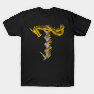 Letter  T  Dragon and Castle (Dragonfont) T-Shirt