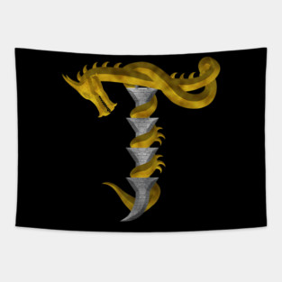 Letter  T  Dragon and Castle (Dragonfont) Tapestry