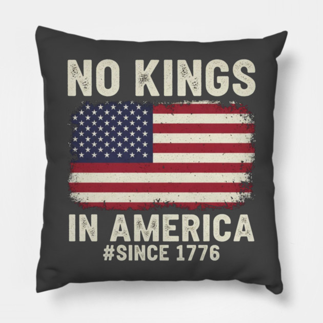 No Kings in America | Vintage 1776 Patriotic USA Flag Pillow by ArtistTee ⭐⭐⭐⭐⭐