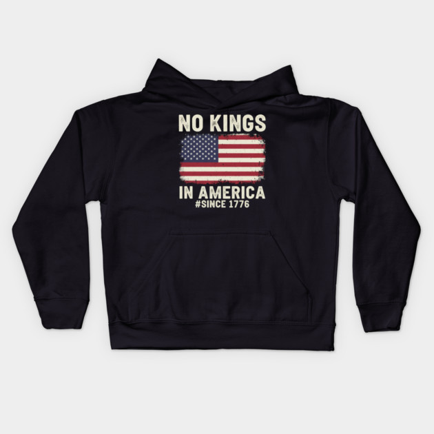 No Kings in America | Vintage 1776 Patriotic USA Flag Kids Hoodie by ArtistTee ⭐⭐⭐⭐⭐
