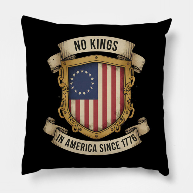 No Kings in America | Vintage 1776 Patriotic USA Flag | No Kings October 18 No Kings Day Pillow by ArtistTee ⭐⭐⭐⭐⭐