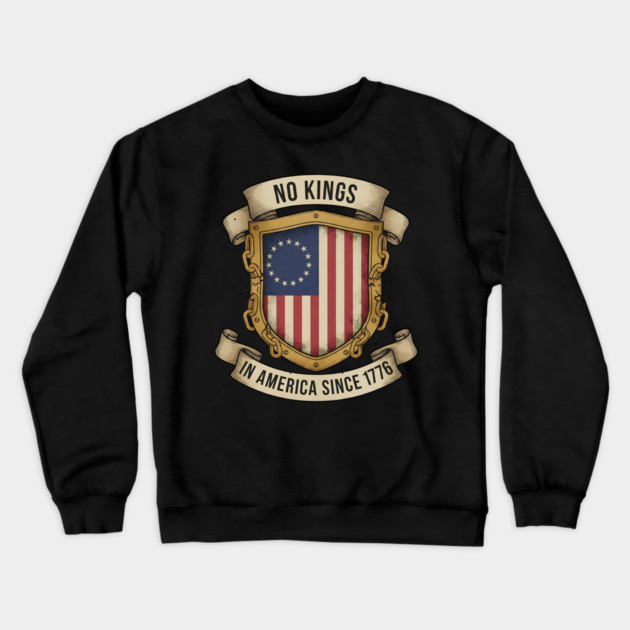 No Kings in America | Vintage 1776 Patriotic USA Flag | No Kings October 18 No Kings Day Crewneck Sweatshirt by ArtistTee ⭐⭐⭐⭐⭐