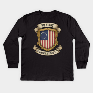 No Kings in America | Vintage 1776 Patriotic USA Flag | No Kings October 18 No Kings Day Kids Long Sleeve T-Shirt