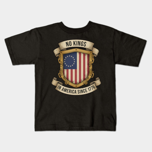 No Kings in America | Vintage 1776 Patriotic USA Flag | No Kings October 18 No Kings Day Kids T-Shirt by ArtistTee ⭐⭐⭐⭐⭐