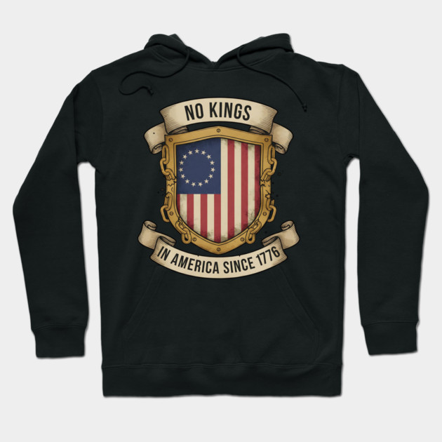No Kings in America | Vintage 1776 Patriotic USA Flag | No Kings October 18 No Kings Day Hoodie by ArtistTee ⭐⭐⭐⭐⭐