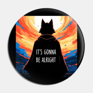 Furry Superhero Tee - It's Gonna Be Alright Anxiety . it's gonna be alright, superhero cape, funny anxiety, comfort gift, wolf hero, sarcastic optimism, sunset silhouette, furry art, meme shirt, delightfully weird, mental health humor Pin