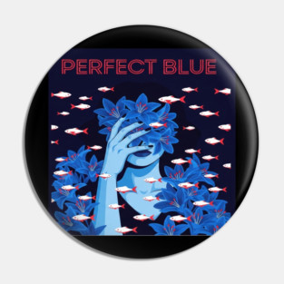 Perfect Blue Tee - Surreal Fish Flower Abstract Gift blue flowers, red fish, unique design, weird humor, gothic apparel, whimsical gift, dark aesthetic, bizarre drawing, water lilies, strange fashion Pin