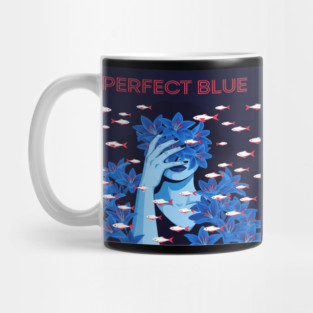 Perfect Blue Tee - Surreal Fish Flower Abstract Gift blue flowers, red fish, unique design, weird humor, gothic apparel, whimsical gift, dark aesthetic, bizarre drawing, water lilies, strange fashion Mug