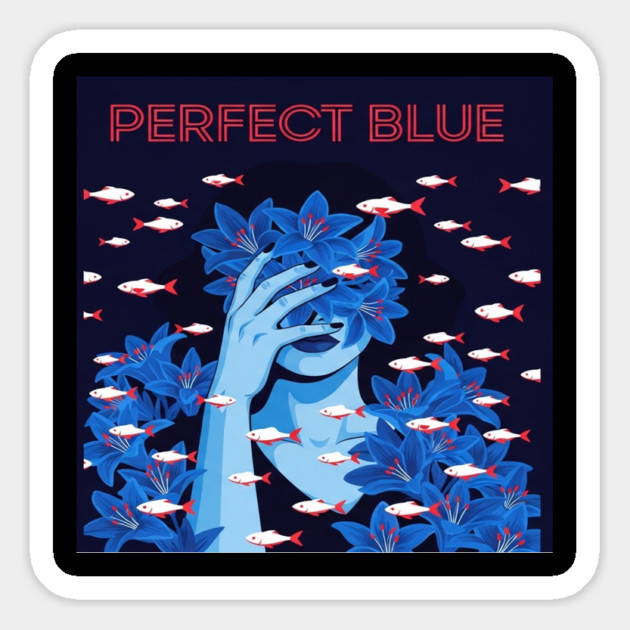 Perfect Blue Tee - Surreal Fish Flower Abstract Gift blue flowers, red fish, unique design, weird humor, gothic apparel, whimsical gift, dark aesthetic, bizarre drawing, water lilies, strange fashion Magnet by OUTFITPAW