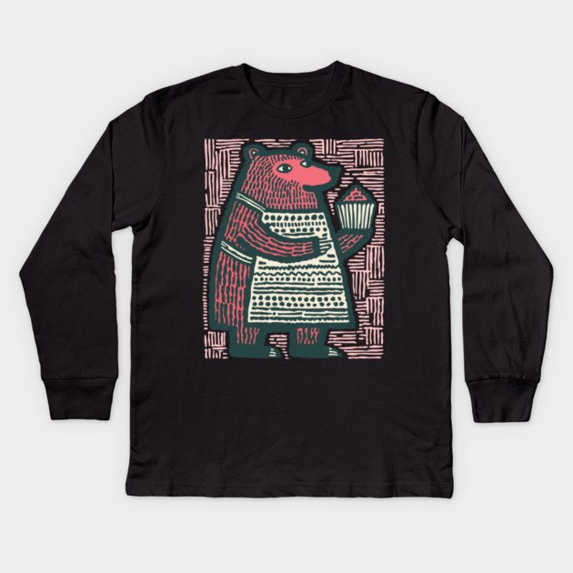 The Bear Baker Kids Long Sleeve T-Shirt by TuncGK