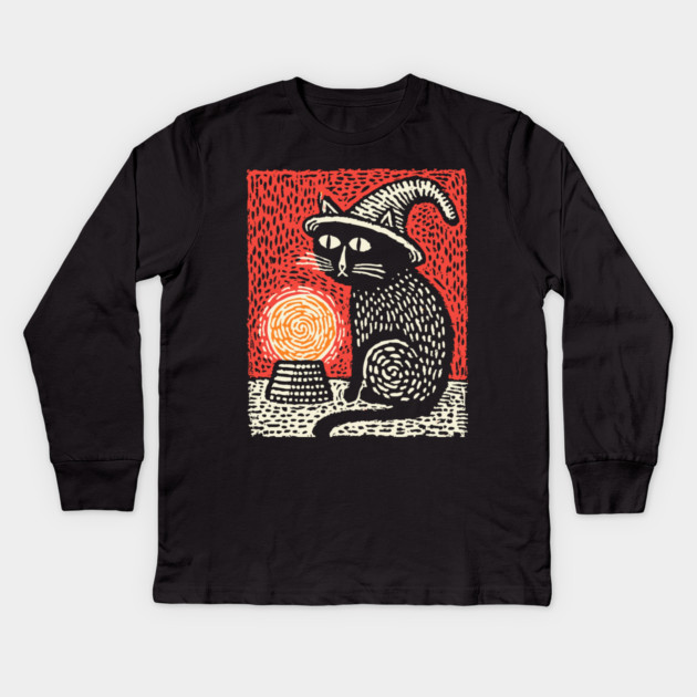 Witch's Familiar Kids Long Sleeve T-Shirt by TuncGK