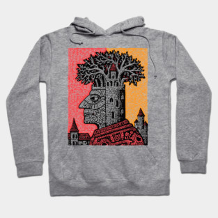 Mind Palace | Surreal Linocut Art Hoodie