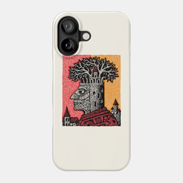 Mind Palace | Surreal Linocut Art Phone Case by TuncGK