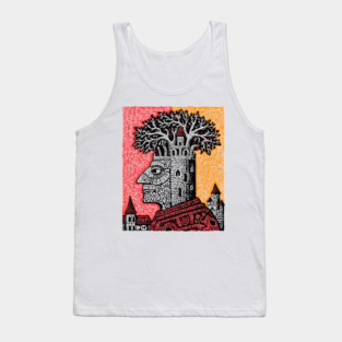 Mind Palace | Surreal Linocut Art Tank Top
