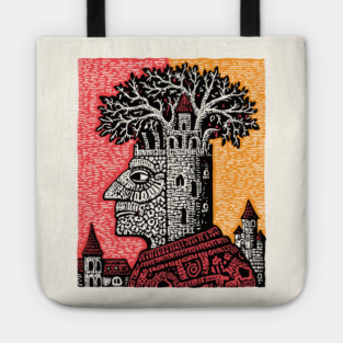 Mind Palace | Surreal Linocut Art Tote