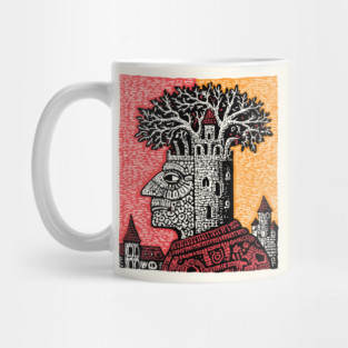 Mind Palace | Surreal Linocut Art Mug