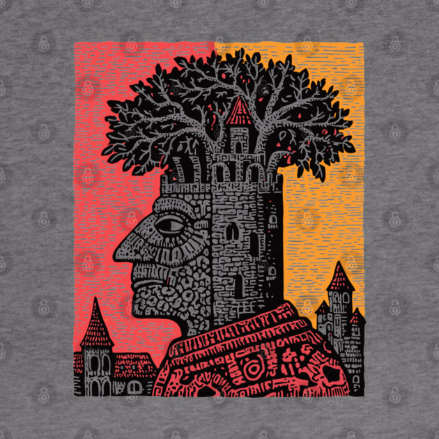 Mind Palace | Surreal Linocut Art by TuncGK