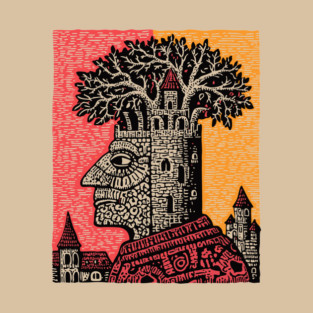 Mind Palace | Surreal Linocut Art T-Shirt