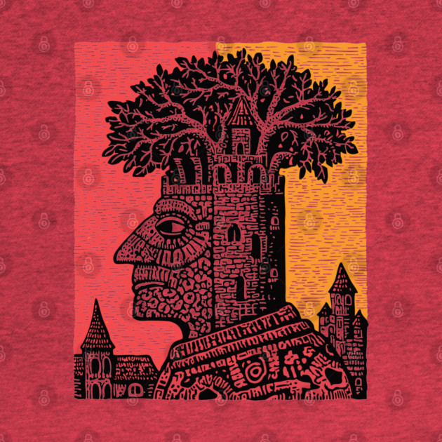 Mind Palace | Surreal Linocut Art by TuncGK