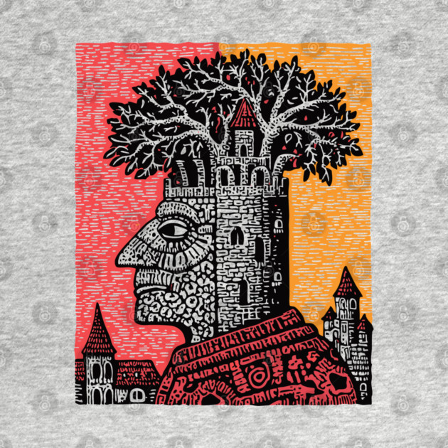 Mind Palace | Surreal Linocut Art by TuncGK