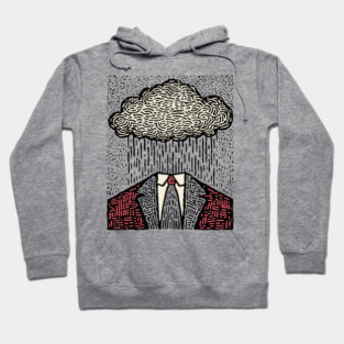 Brain Fog | Surreal Linocut Print Hoodie