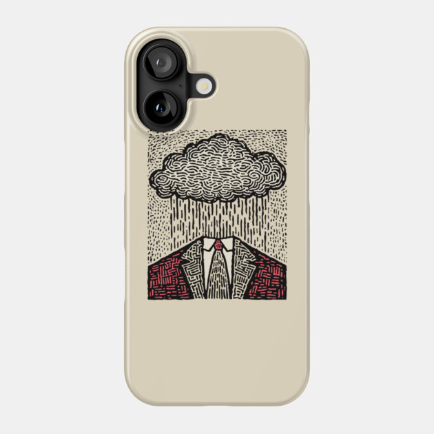 Brain Fog | Surreal Linocut Print Phone Case by TuncGK