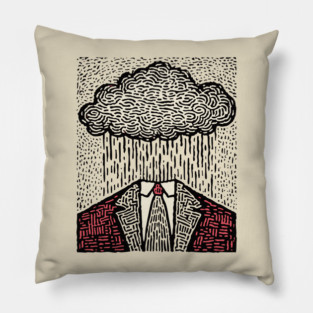 Brain Fog | Surreal Linocut Print Pillow