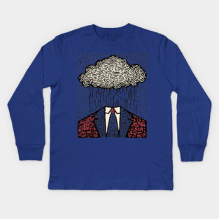 Brain Fog | Surreal Linocut Print Kids Long Sleeve T-Shirt
