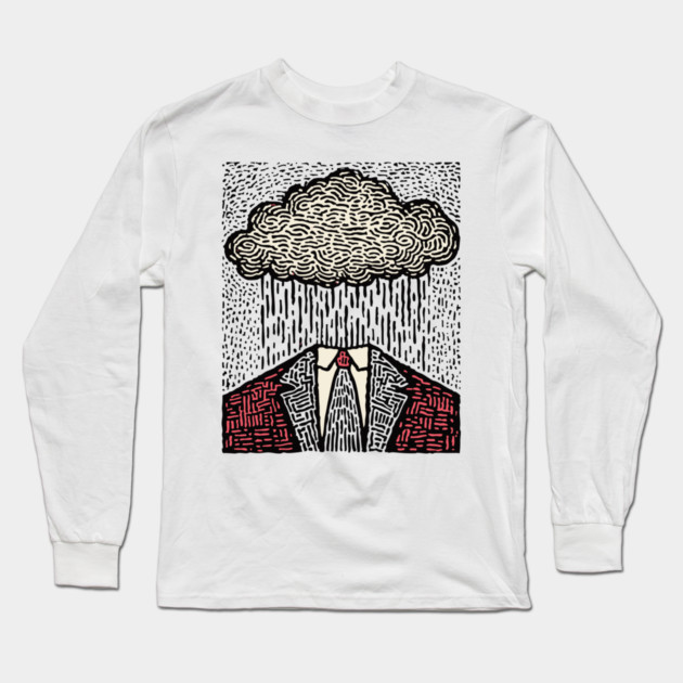 Brain Fog | Surreal Linocut Print Long Sleeve T-Shirt by TuncGK