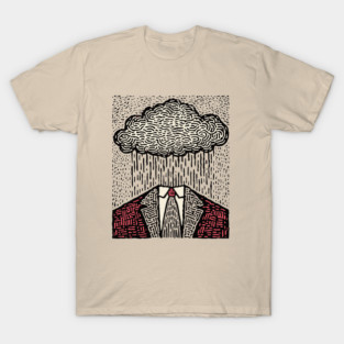 Brain Fog | Surreal Linocut Print T-Shirt