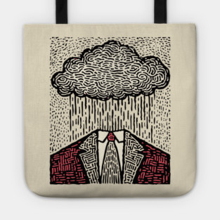 Brain Fog | Surreal Linocut Print Tote