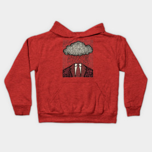 Brain Fog | Surreal Linocut Print Kids Hoodie