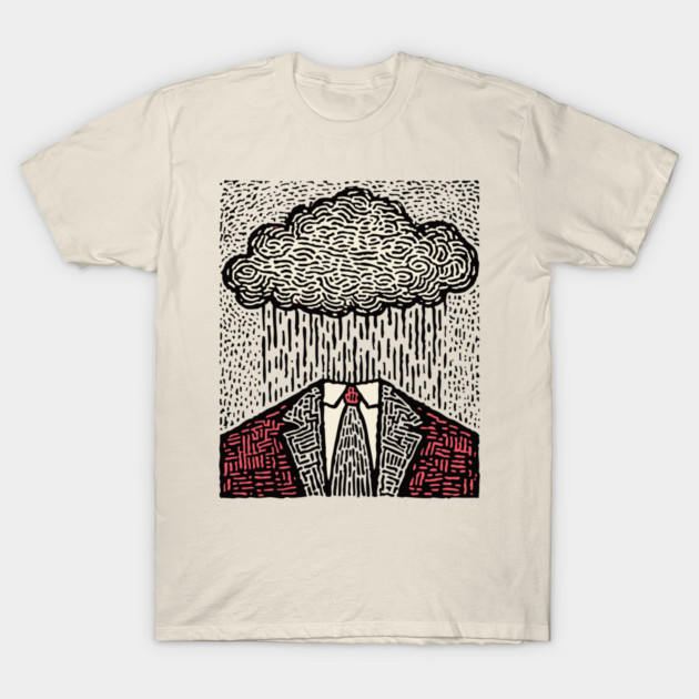 Brain Fog | Surreal Linocut Print T-Shirt by TuncGK