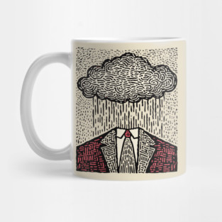 Brain Fog | Surreal Linocut Print Mug