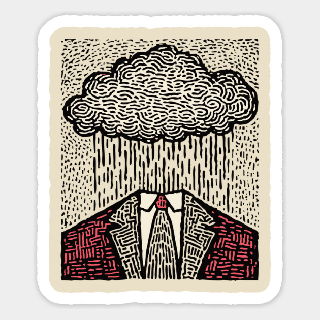Brain Fog | Surreal Linocut Print Magnet by TuncGK