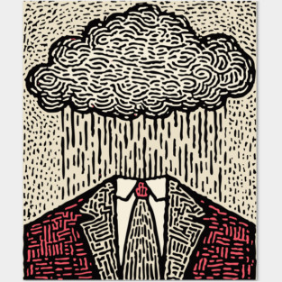 Brain Fog | Surreal Linocut Print Posters and Art