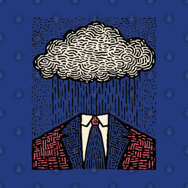 Brain Fog | Surreal Linocut Print by TuncGK