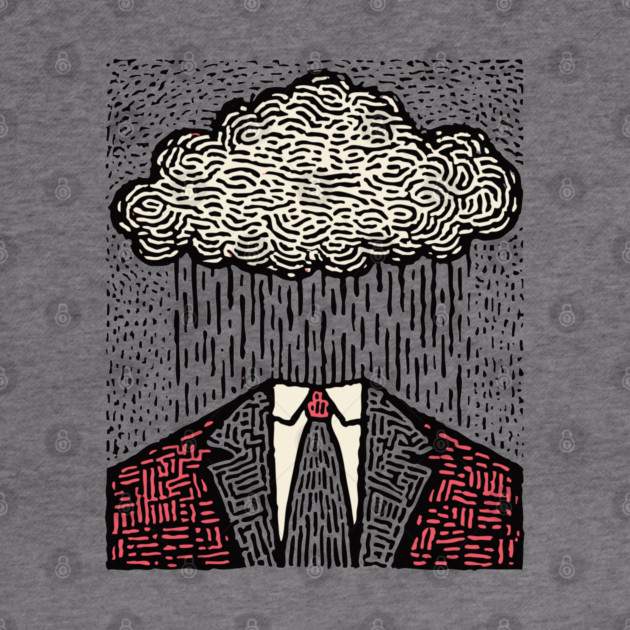 Brain Fog | Surreal Linocut Print by TuncGK