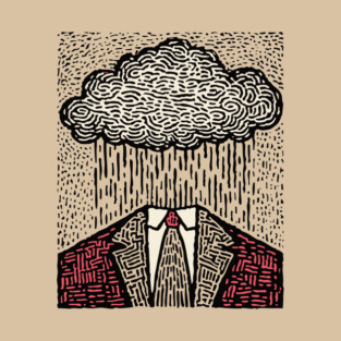 Brain Fog | Surreal Linocut Print T-Shirt
