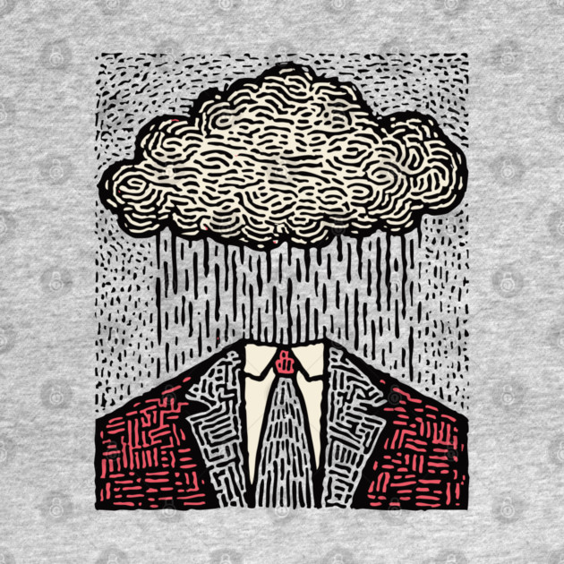 Brain Fog | Surreal Linocut Print by TuncGK