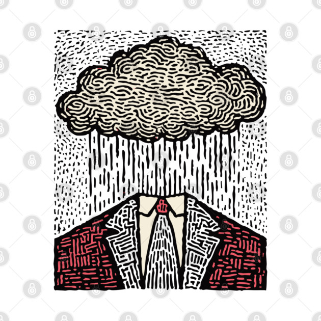 Brain Fog | Surreal Linocut Print by TuncGK