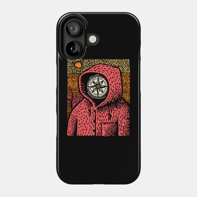 The Wanderer | Linocut Compass Design Phone Case by TuncGK