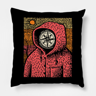 The Wanderer | Linocut Compass Design Pillow