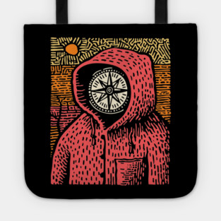 The Wanderer | Linocut Compass Design Tote