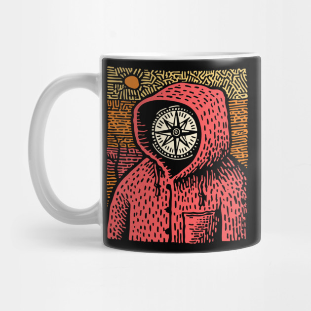 The Wanderer | Linocut Compass Design by TuncGK