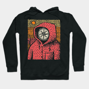 The Wanderer | Linocut Compass Design Hoodie