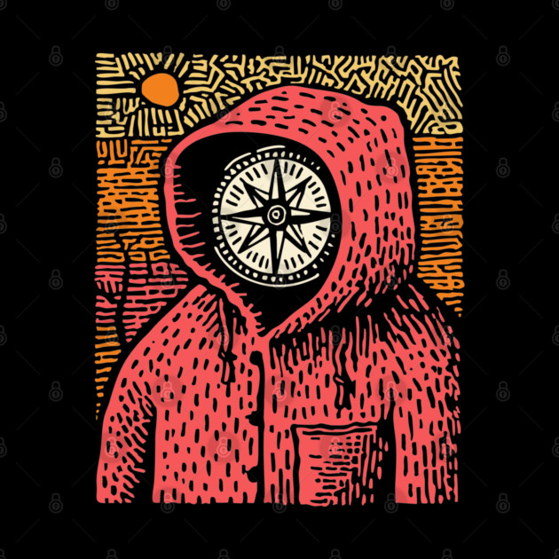The Wanderer | Linocut Compass Design by TuncGK