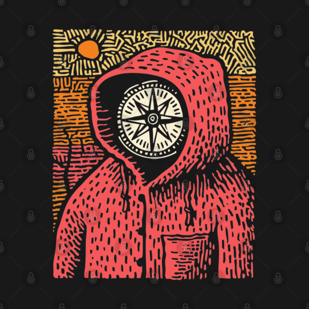 The Wanderer | Linocut Compass Design by TuncGK