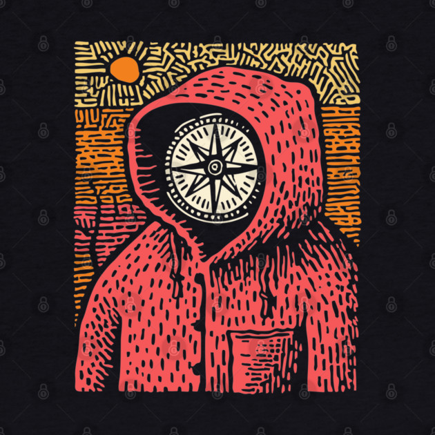 The Wanderer | Linocut Compass Design by TuncGK