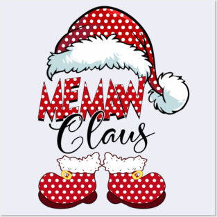 Vintage Memaw Claus Xmas Santa Claus Merry Christmas Posters and Art